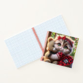 Cat in Red Dress with Teddy Bear Notitieboek (Binnen)