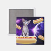 CAT IN RUIMTE MET HOT DOGS MAGNET (Voorkant / Achterkant)