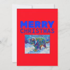 Cat in Snow Wearing Ear Muffs  Feestdagenkaart