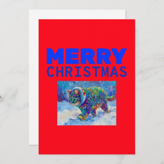 Cat in Snow Wearing Ear Muffs  Feestdagenkaart (Voorkant / Achterkant)