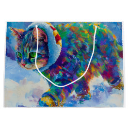 Cat in Snow Wearing Ear Muffs Groot Cadeauzakje