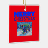 Cat in Snow Wearing Ear Muffs Keramisch Ornament (Rechts)