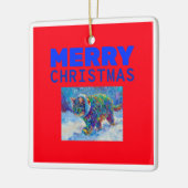 Cat in Snow Wearing Ear Muffs Keramisch Ornament (Links)