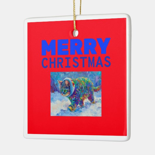 Cat in Snow Wearing Ear Muffs Keramisch Ornament (Links)