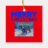 Cat in Snow Wearing Ear Muffs Keramisch Ornament (Voorkant)