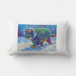 Cat in Snow Wearing Ear Muffs Throw Kussen