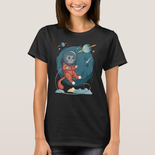 Cat in Space Space Cat Nerdy 4 T-shirt (Voorkant)