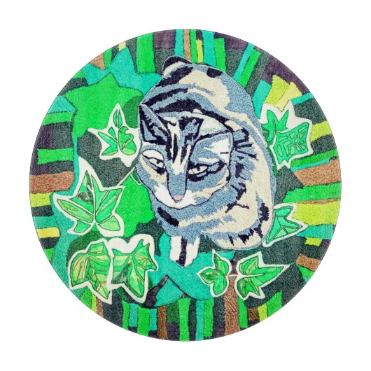 Cat in the garden snijplank (Voorkant)