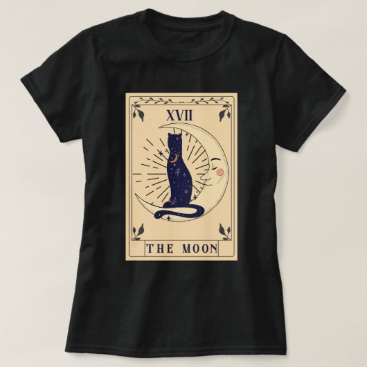 Cat In The Moon Tarot Relaxed T-shirt (Design voorkant)