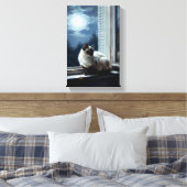 Cat in the Moonlight Canvas Afdruk (Insitu (Slaapkamer))
