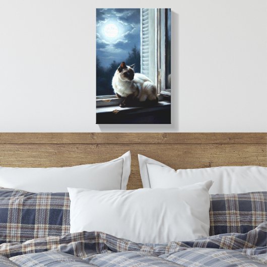 Cat in the Moonlight Canvas Afdruk (Insitu (Slaapkamer))
