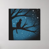 Cat In Tree op de Sterrennacht van een winter Canvas Afdruk (Voorkant)