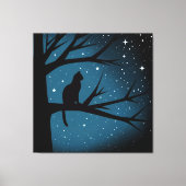 Cat In Tree op de Sterrennacht van een winter Canvas Afdruk (Voorkant)
