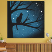 Cat In Tree op de Sterrennacht van een winter Canvas Afdruk (Insitu (Woonkamer))