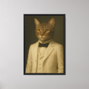 Cat in White Tuxedo Portret Ingelijste Canvas Muur Afdruk