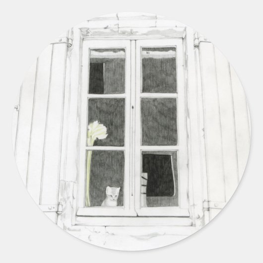 Cat in Window Sticker (Voorkant)