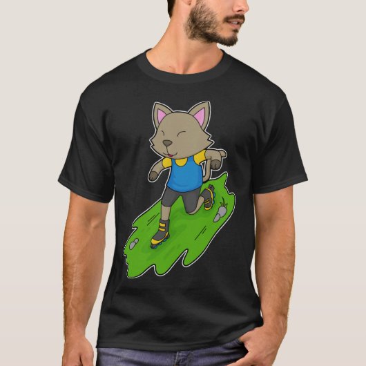 Cat Inline skating Roller skates Sports T-shirt (Voorkant)