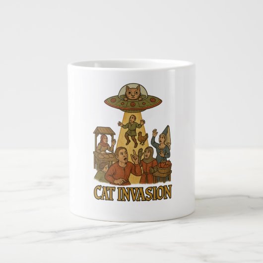 Cat Invasion UFO Grote Koffiekop (Voorkant)