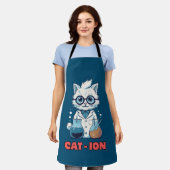 CAT - ION. scheikundekat, laboratorium, cadeau cad Schort (Gedragen)