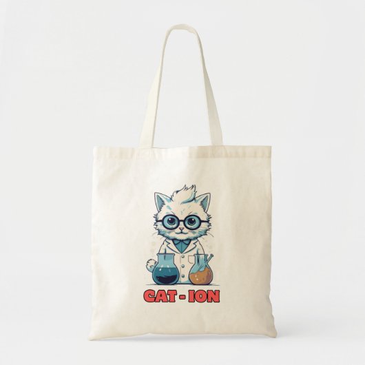 CAT - ION. scheikundekat, laboratorium, cadeau cad Tote Bag (Voorkant)
