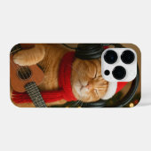 Cat iPhone 14 Pro Case Playing Christmas Music iPhone Hoesje (Achterkant horizontaal)