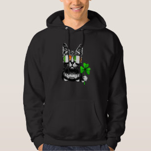 Cat Ireland Flag Sunglazen Shamrock St Patricks D Hoodie