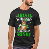 Cat Irish Whiskey Makes Me Vrisky St Patrick's Day T-shirt (Voorkant)