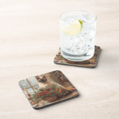 Cat is arranging Christmas Flowers Bier Onderzetter (Rechterzijde)