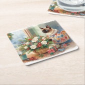 Cat is arranging Christmas Flowers Kartonnen Onderzetters (Schuin)