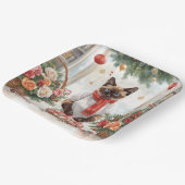 Cat is arranging Christmas Flowers Papieren Bordje (Gebogen)