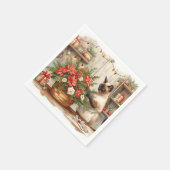 Cat is arranging Christmas Flowers Servet (Hoek)