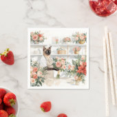 Cat is arranging Christmas Flowers Servet (Insitu)