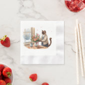 Cat is arranging Christmas Flowers Servet (Insitu)