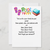 Cat is at the pool for pool party kaart (Achterkant)