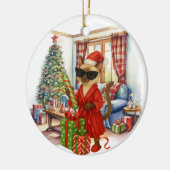 Cat is Christmas boxing Keramisch Ornament (Links)
