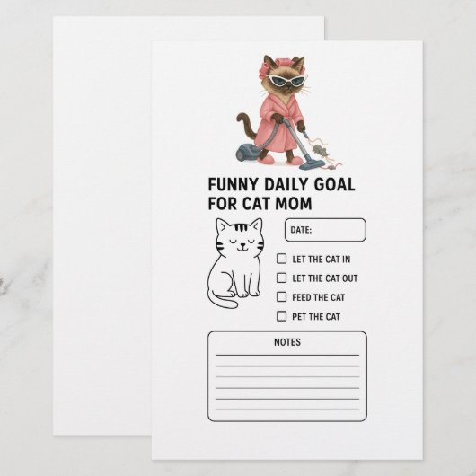 Cat is cleaning house Daily Goal for Cat Mom Briefpapier (Voorkant / Achterkant)