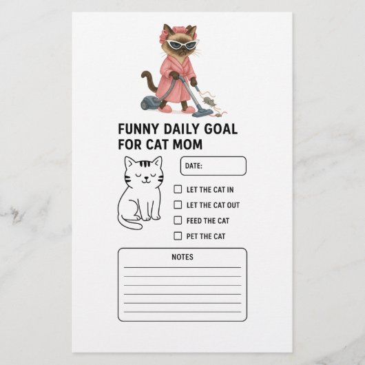 Cat is cleaning house Daily Goal for Cat Mom Briefpapier (Voorkant)