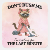 Cat is cleaning house vierkante sticker (Voorkant)