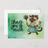 Cat is cleaning the house bedankkaart (Voorkant / Achterkant)