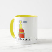 Cat is Copilot Funny Cartoon Art Fun Motto Mok (Voorkant links)