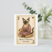 Cat is drinking coffee briefkaart (Staand voorkant)