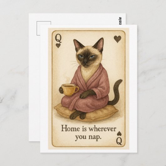 Cat is drinking coffee briefkaart (Voorkant / Achterkant)