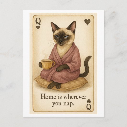 Cat is drinking coffee briefkaart (Voorkant)