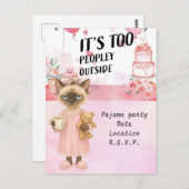 Cat is drinking coffee pyjama party briefkaart (Voorkant / Achterkant)