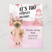 Cat is drinking coffee pyjama party  briefkaart (Voorkant)