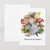 Cat is drinking wine with picnic food background bedankkaart (Voorkant / Achterkant)