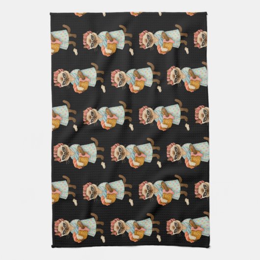 Cat is going to laundry theedoek (Verticaal)