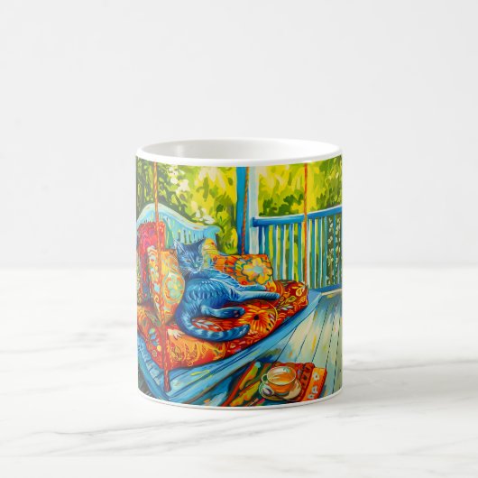 Cat is Grooming on Swing Koffiemok (Center)