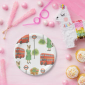 Cat is in Londen met een dubbeldekker bus Papieren Bordje (Feest)