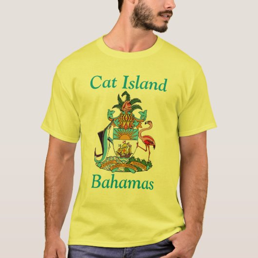 Cat Island, Bahama's met wapenschild T-shirt (Voorkant)